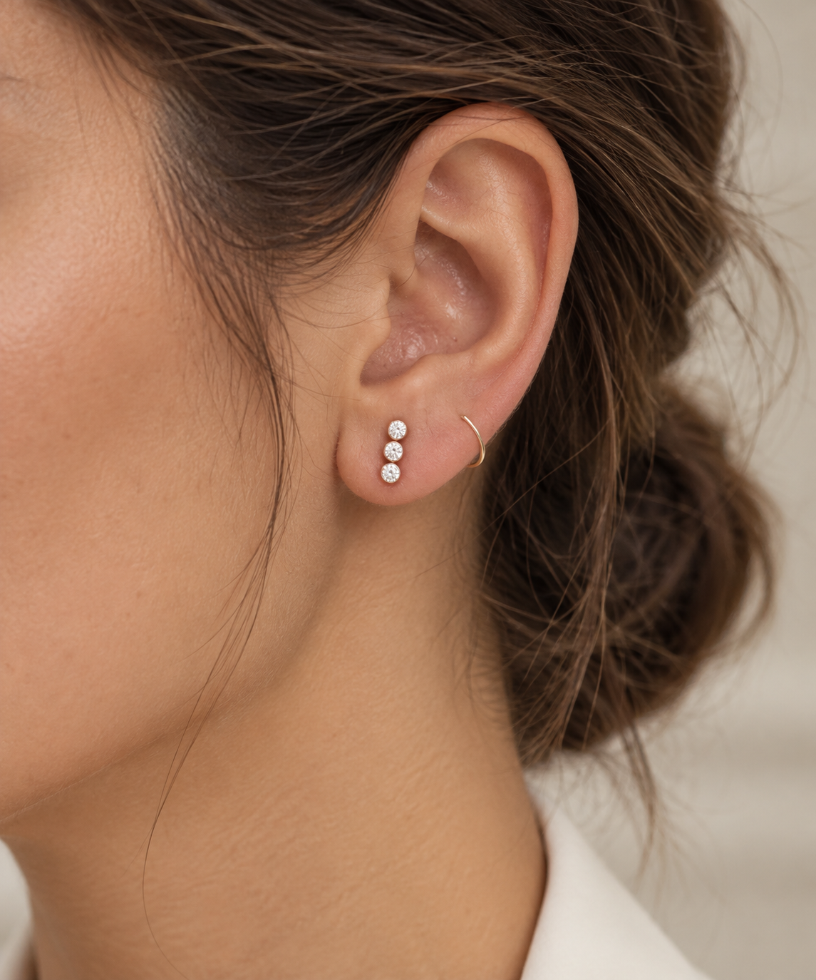Gold Bezel Bar Stud Earrings