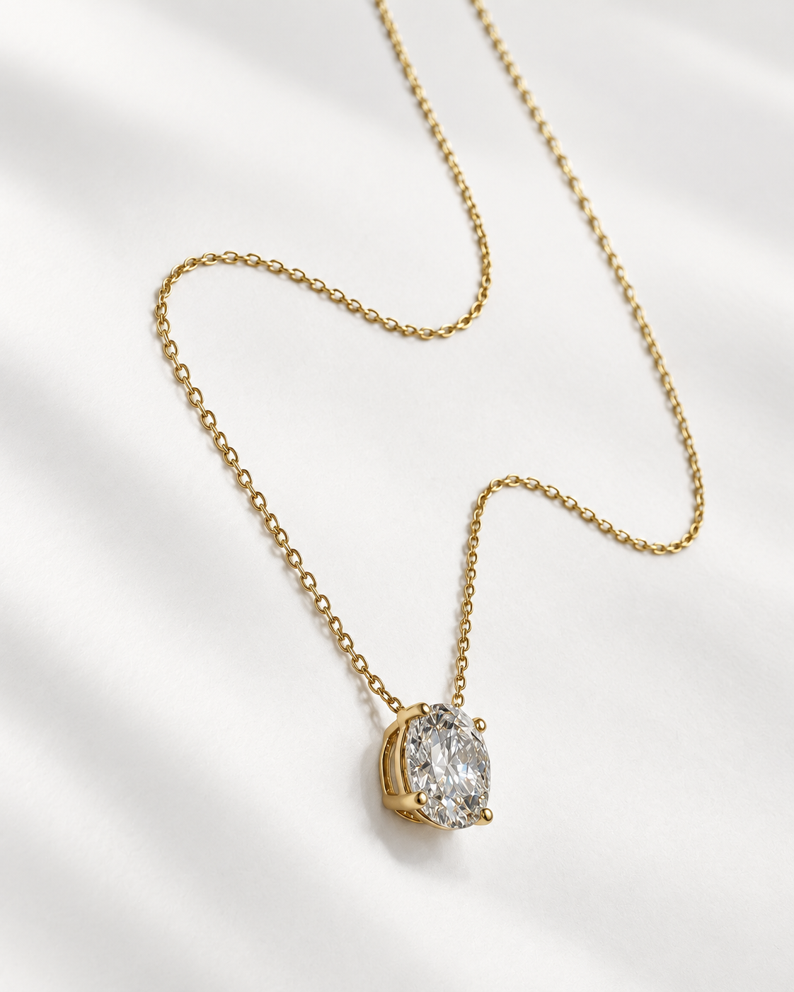 Gold Lab-Grown 1.51cts Basket Solitaire Diamond Necklace