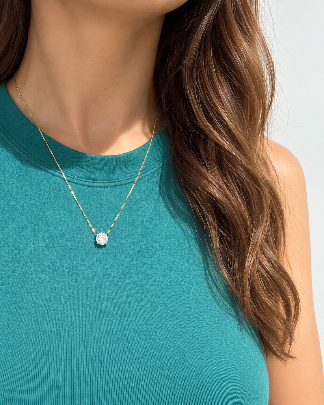 Gold Lab-Grown 1.51cts Basket Solitaire Diamond Necklace