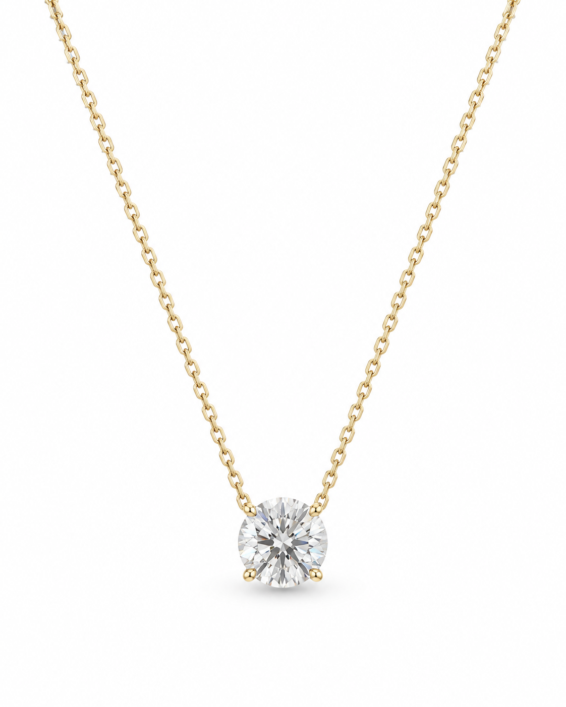 Gold Lab-Grown 1.51cts Basket Solitaire Diamond Necklace