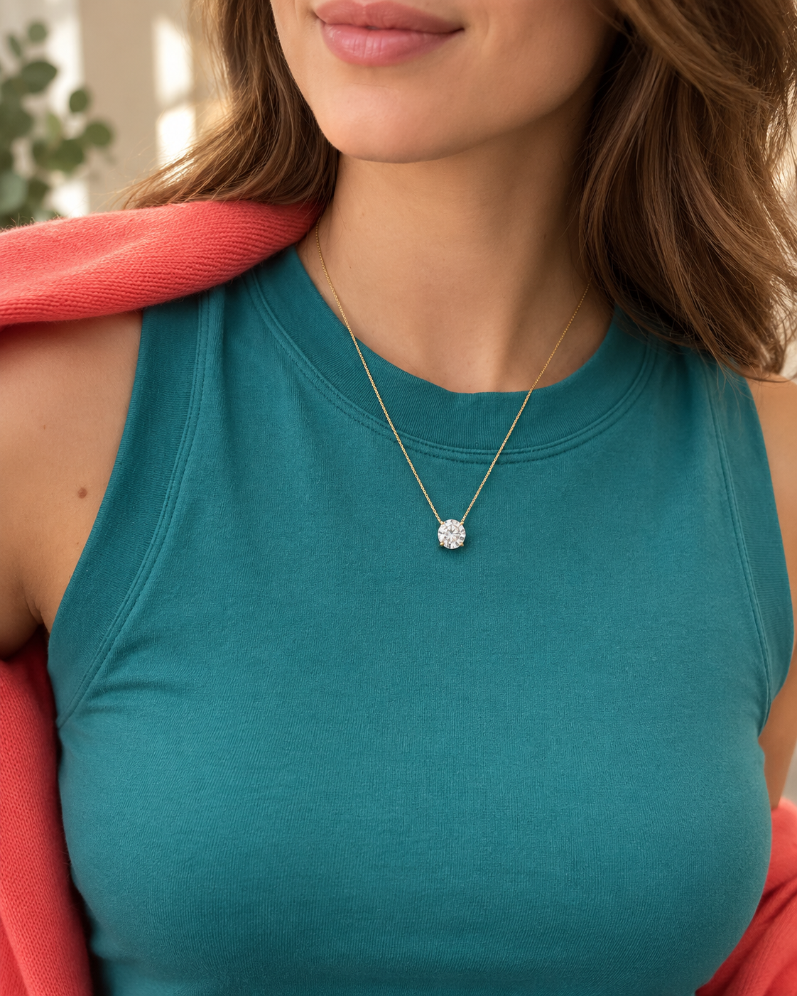 Gold Lab-Grown 2.03cts Solitaire Basket Diamond Necklace