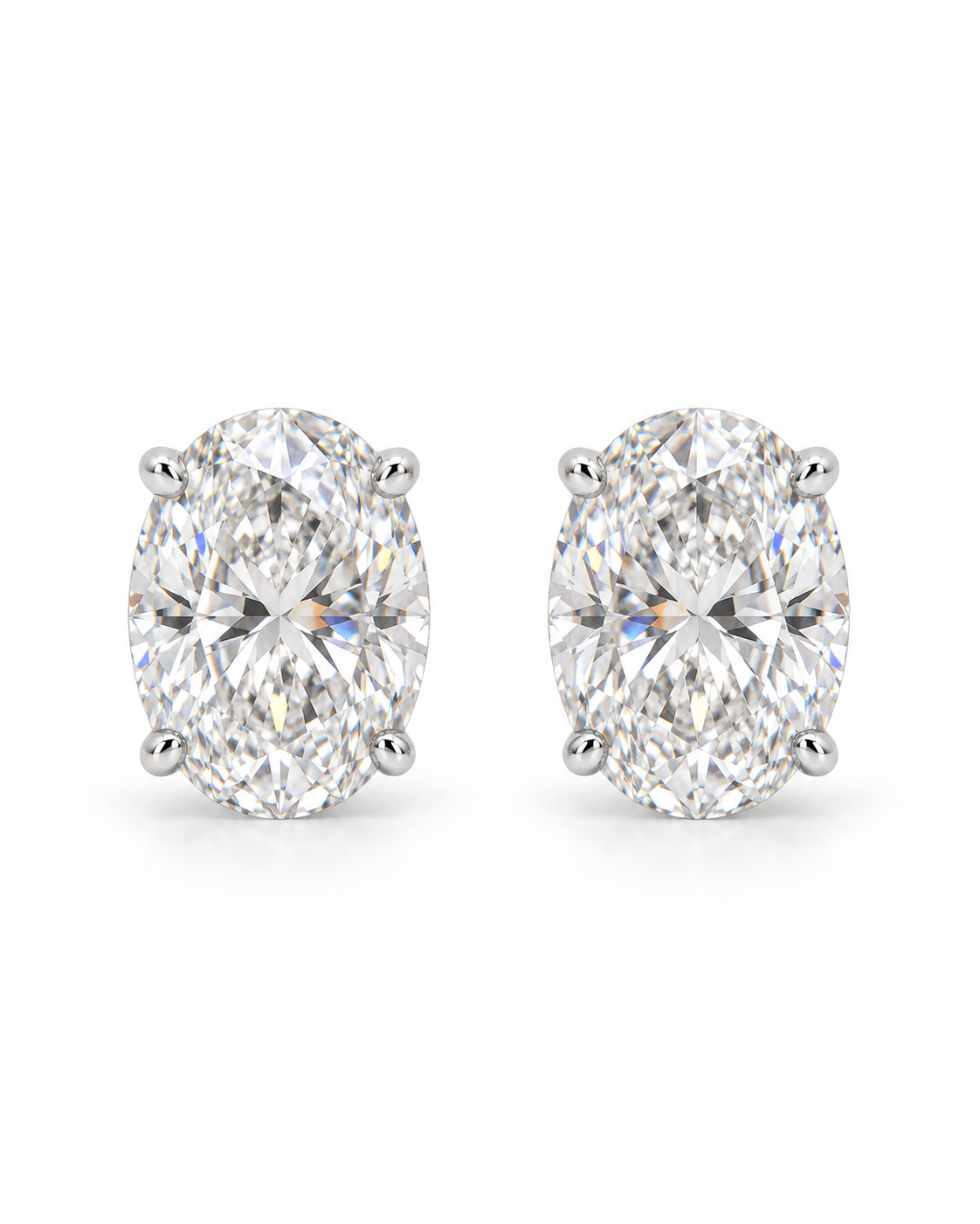 Gold Lab-Grown 4.13cts Oval Diamond Stud Earrings