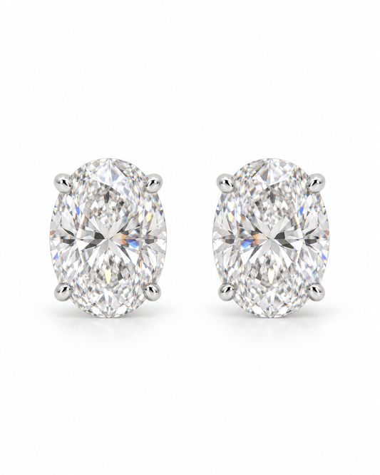 Gold Lab-Grown 4.13cts Oval Diamond Stud Earrings