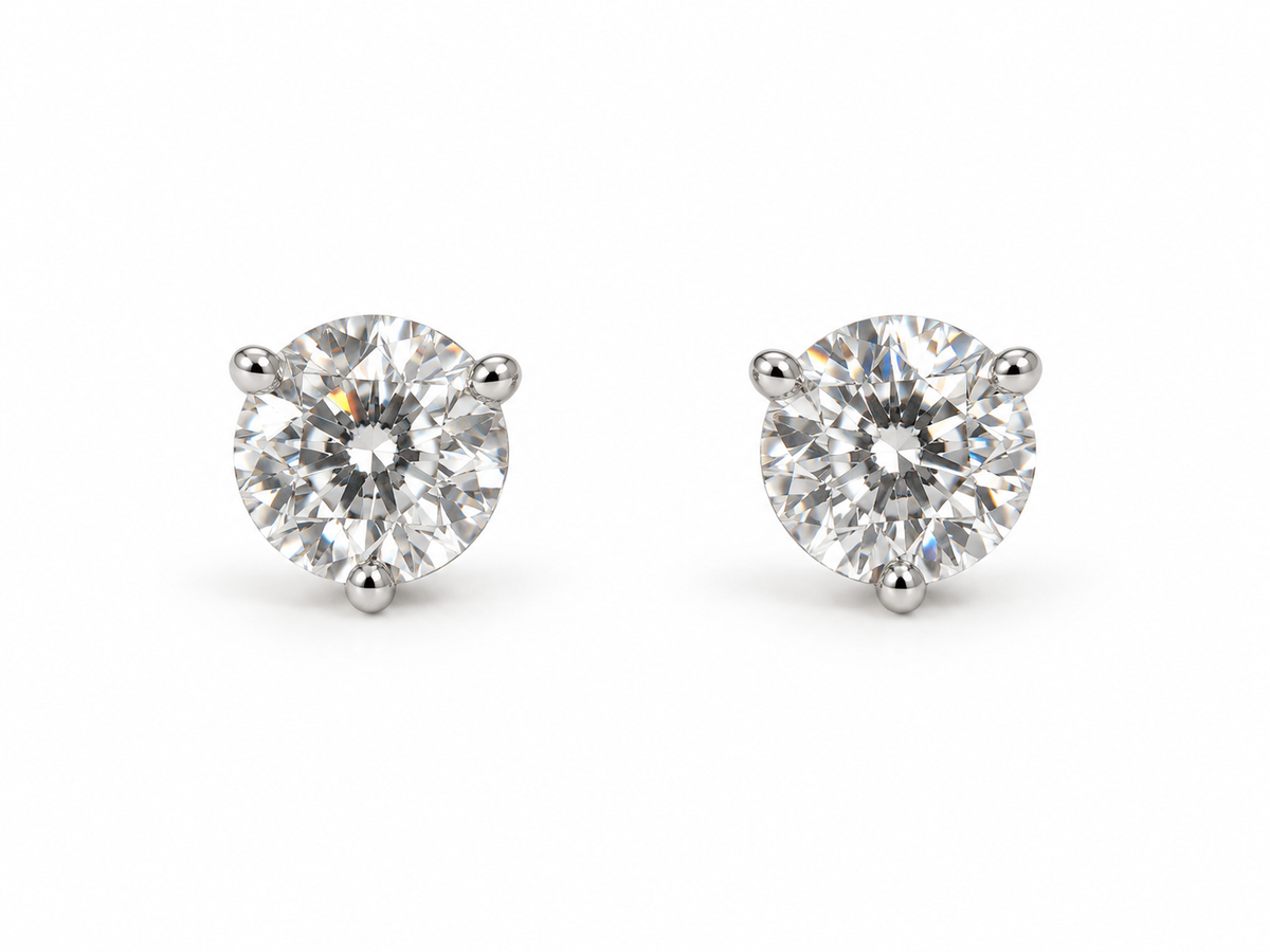 Gold Lab-Grown 2.01cts Round Diamond Stud Earrings