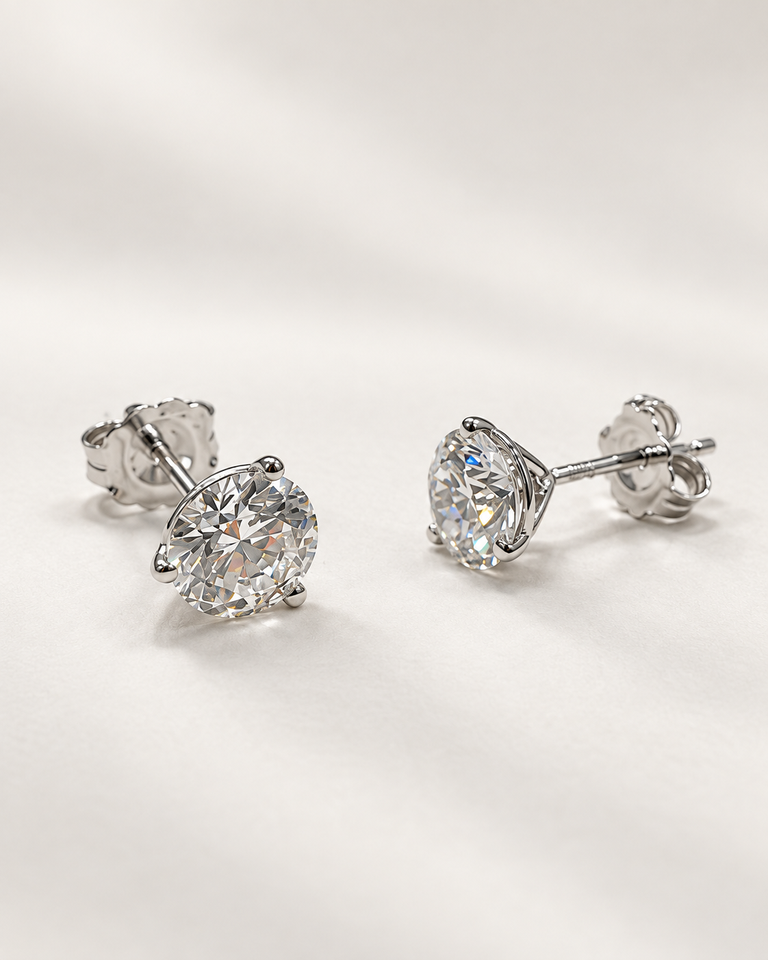 Gold Lab-Grown 2.01cts Round Diamond Stud Earrings
