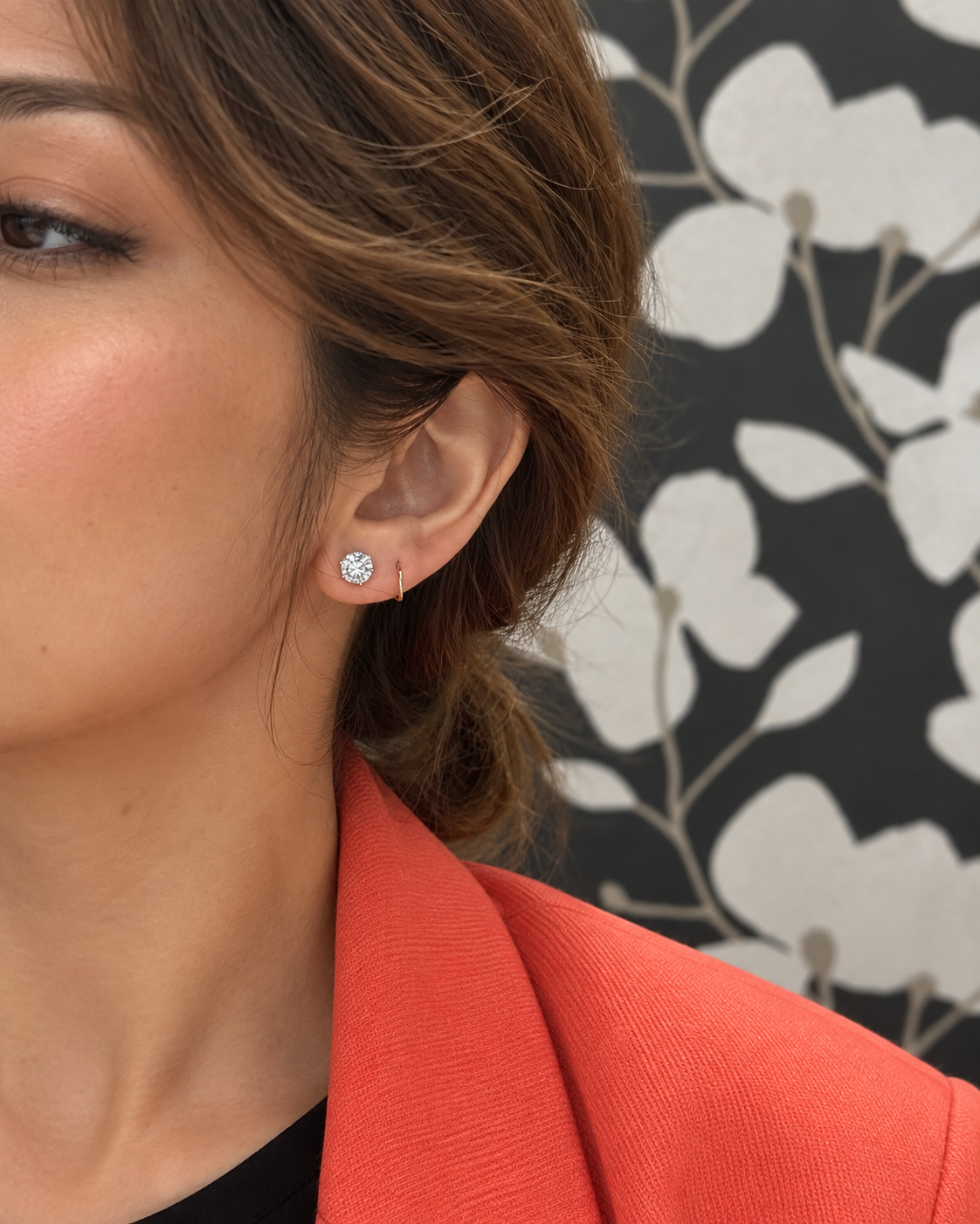 Gold Lab-Grown 2.01cts Round Diamond Stud Earrings