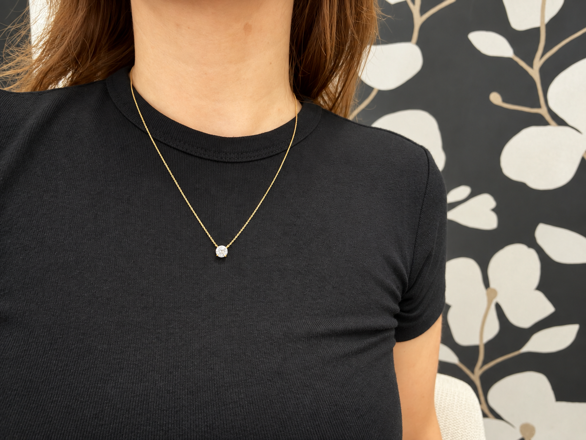 Gold Lab-Grown 1.03cts Basket Diamond Necklace