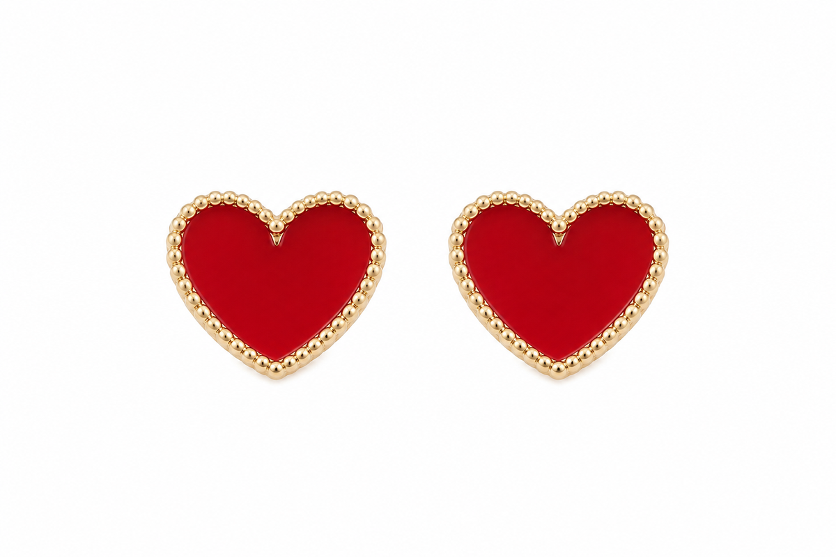 Gold Heart Baby Stud Earrings