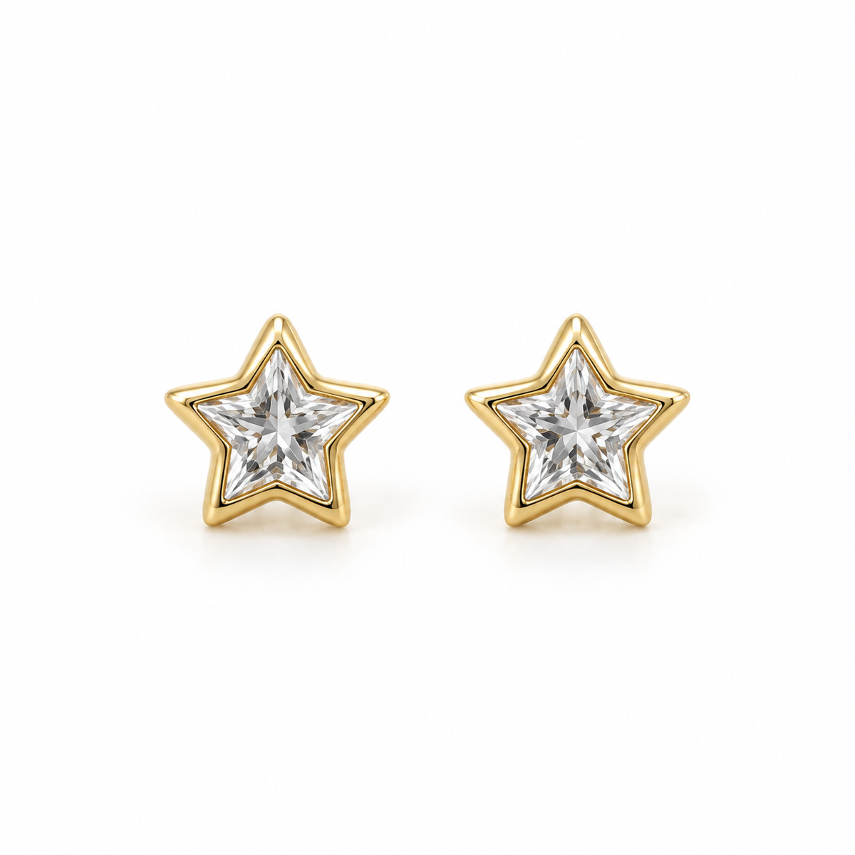 Gold CZ Star Baby Stud Earrings