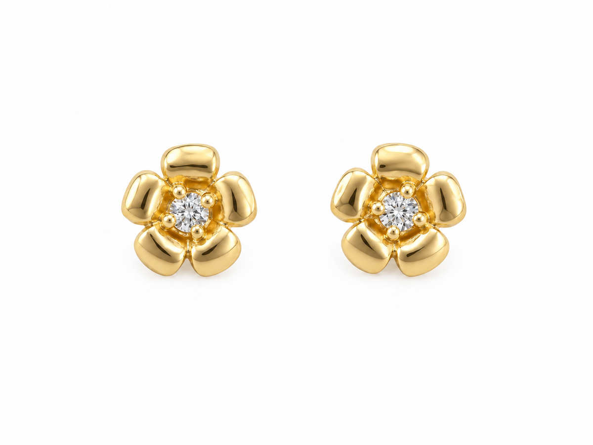 Gold Flower Baby Stud Earrings