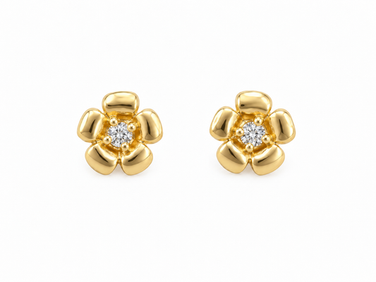 Gold Flower Baby Stud Earrings