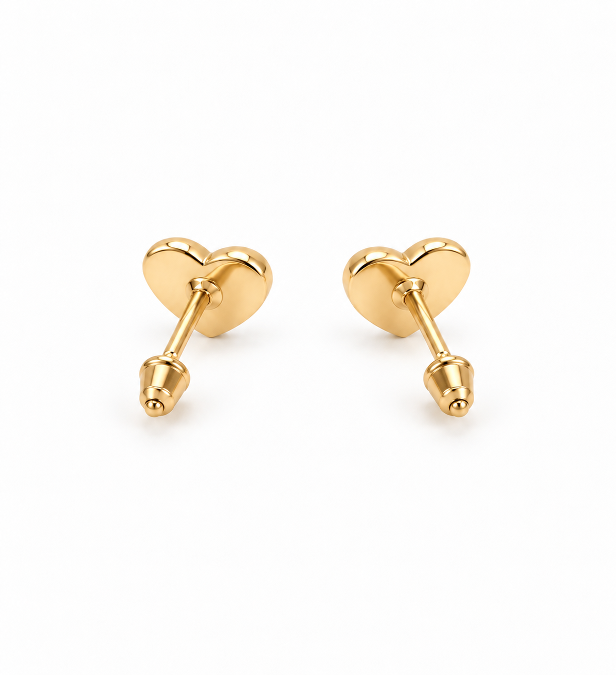 Gold Heart Baby Stud Earrings