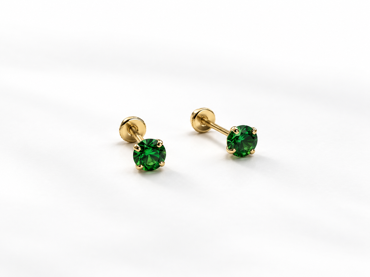 Gold Cz Color Baby Earrings