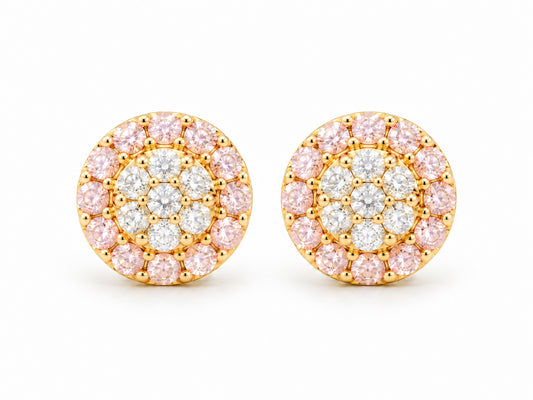 Gold Cz Pink Baby Stud Earrings