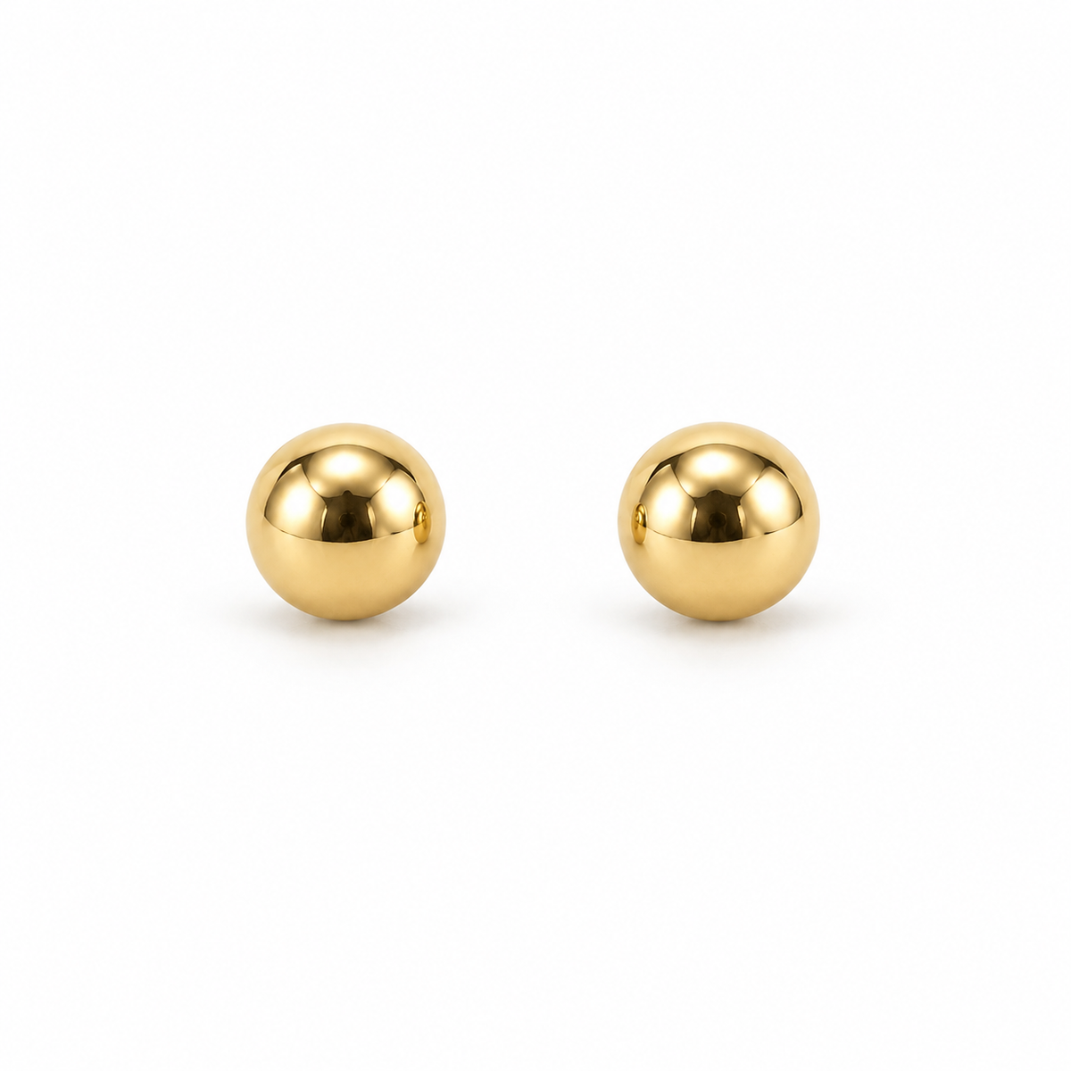 Gold Medium Petite Ball Stud Earrings