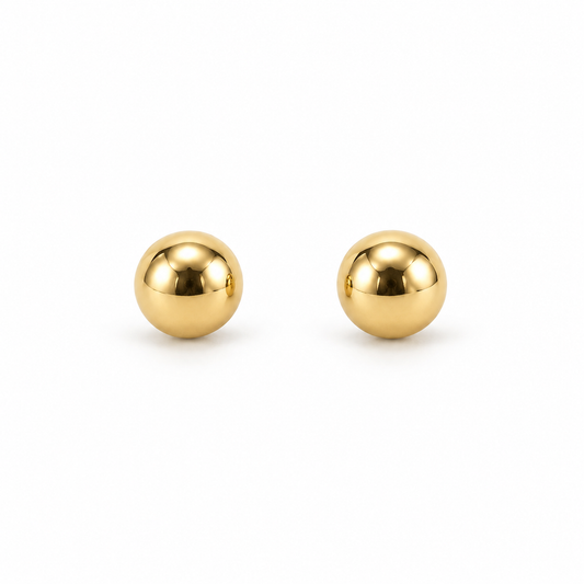Gold Medium Petite Ball Stud Earrings