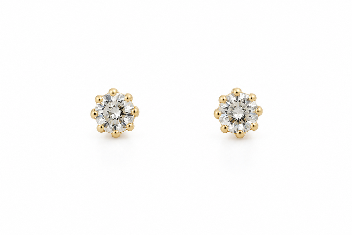 Gold Lab-Grown Petite Daisy Diamond Baby Earrings