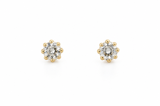 Gold Lab-Grown Petite Daisy Diamond Baby Earrings