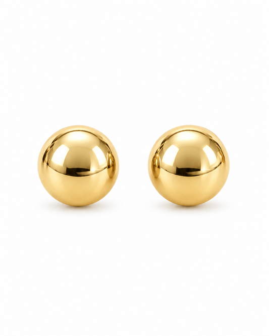 Gold Classic Button Stud Earrings