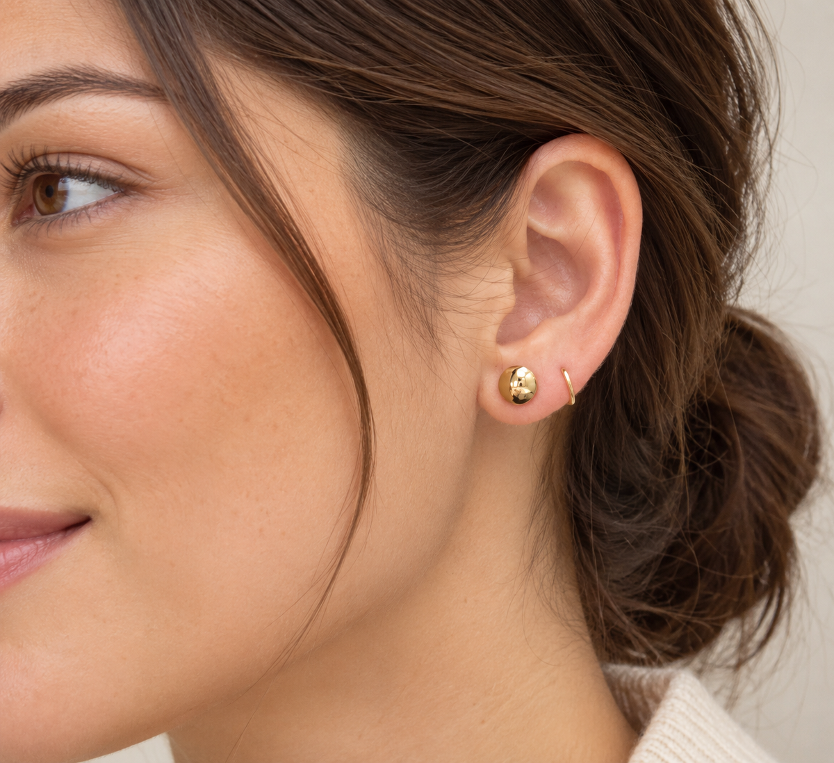 Gold Classic Button Stud Earrings