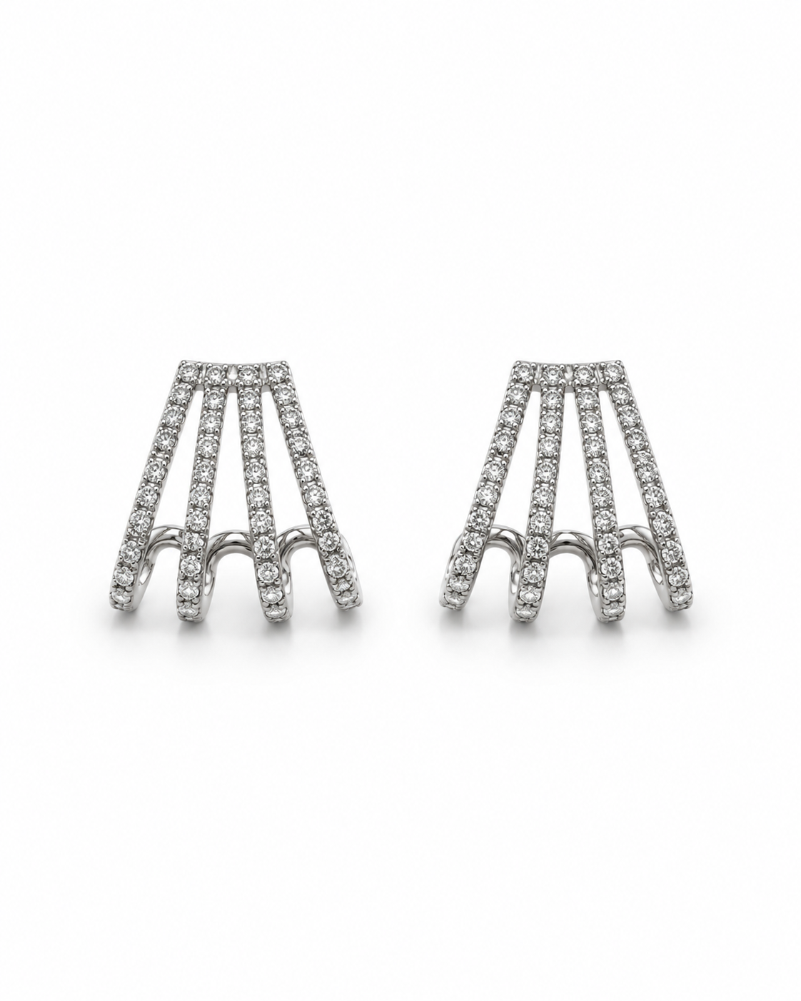 Gold and Diamond Fan Huggie Earrings