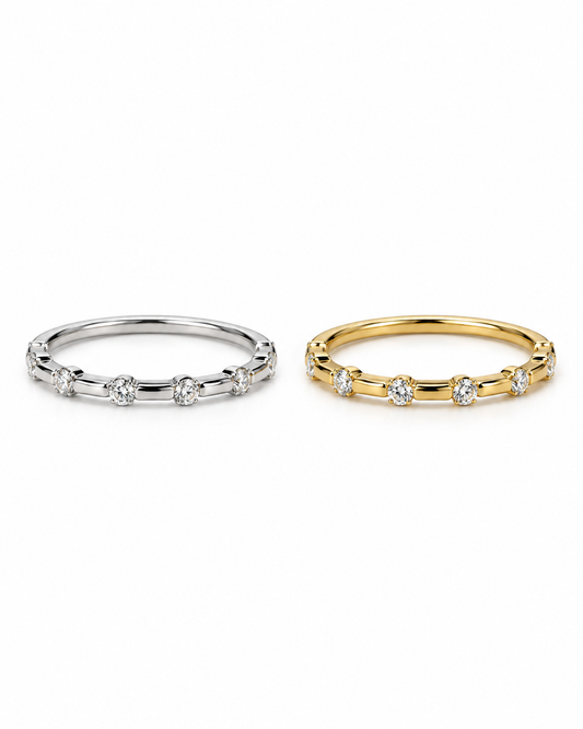Gold 7 Diamond Band Ring