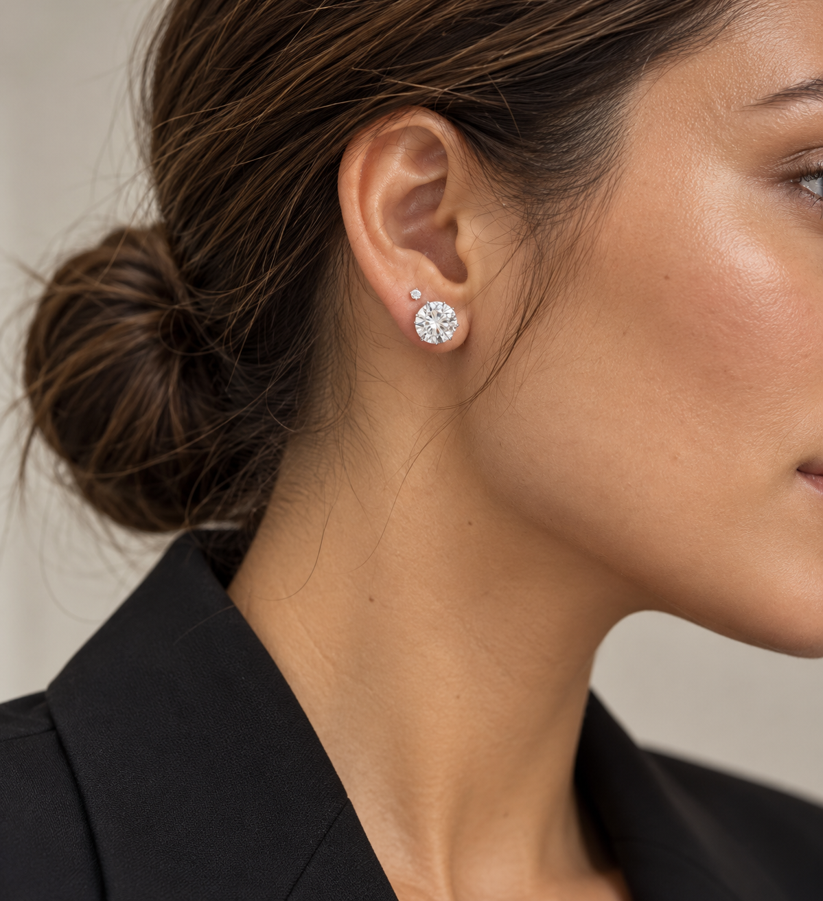 Gold Lab-Grown 5.07cts Round Diamond Stud Earrings