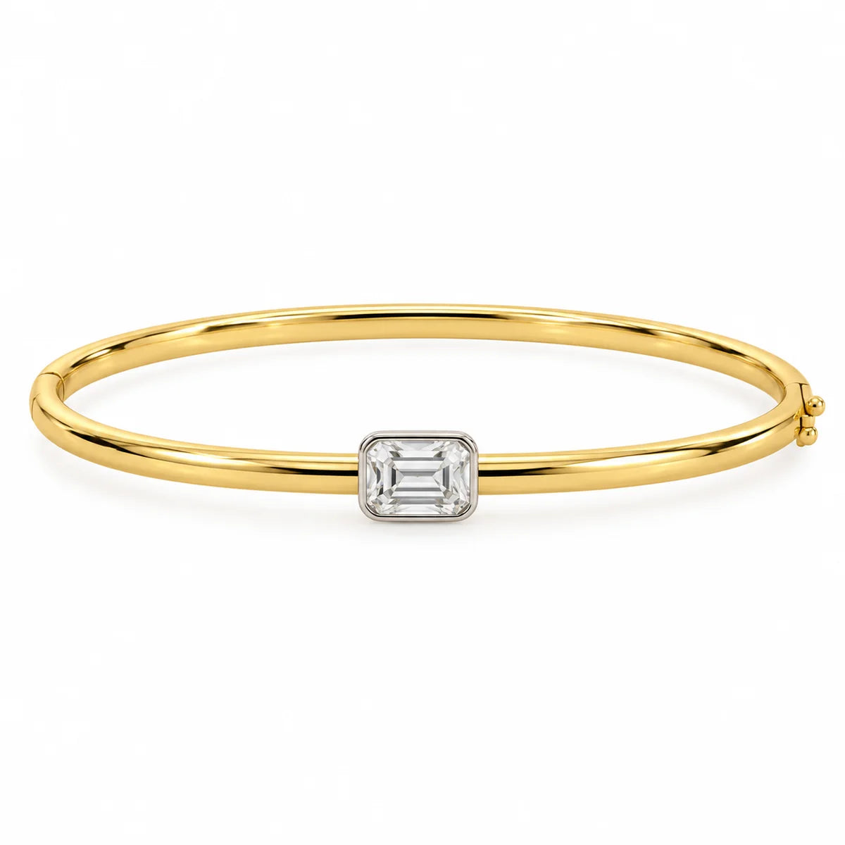Sahira Drew Emerald Cut Bezel Two Tone Bangle