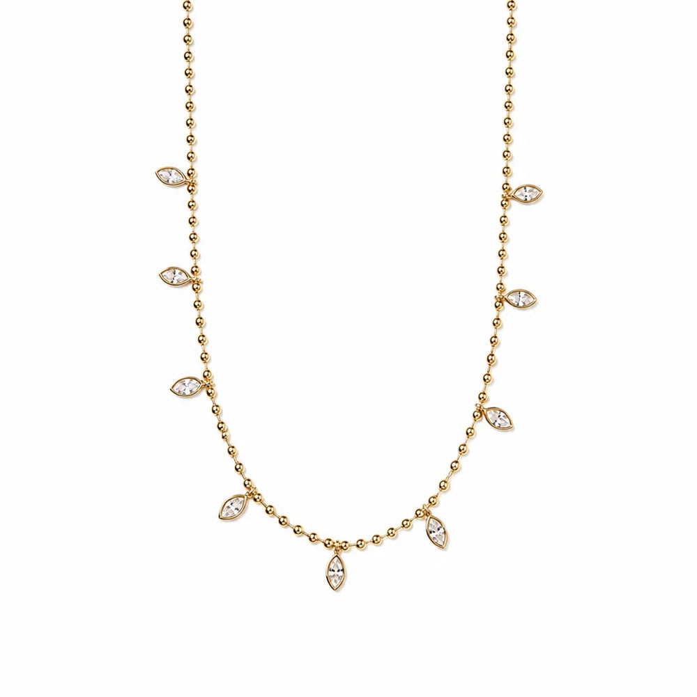 Sahira Beaded CZ Marquise Necklace