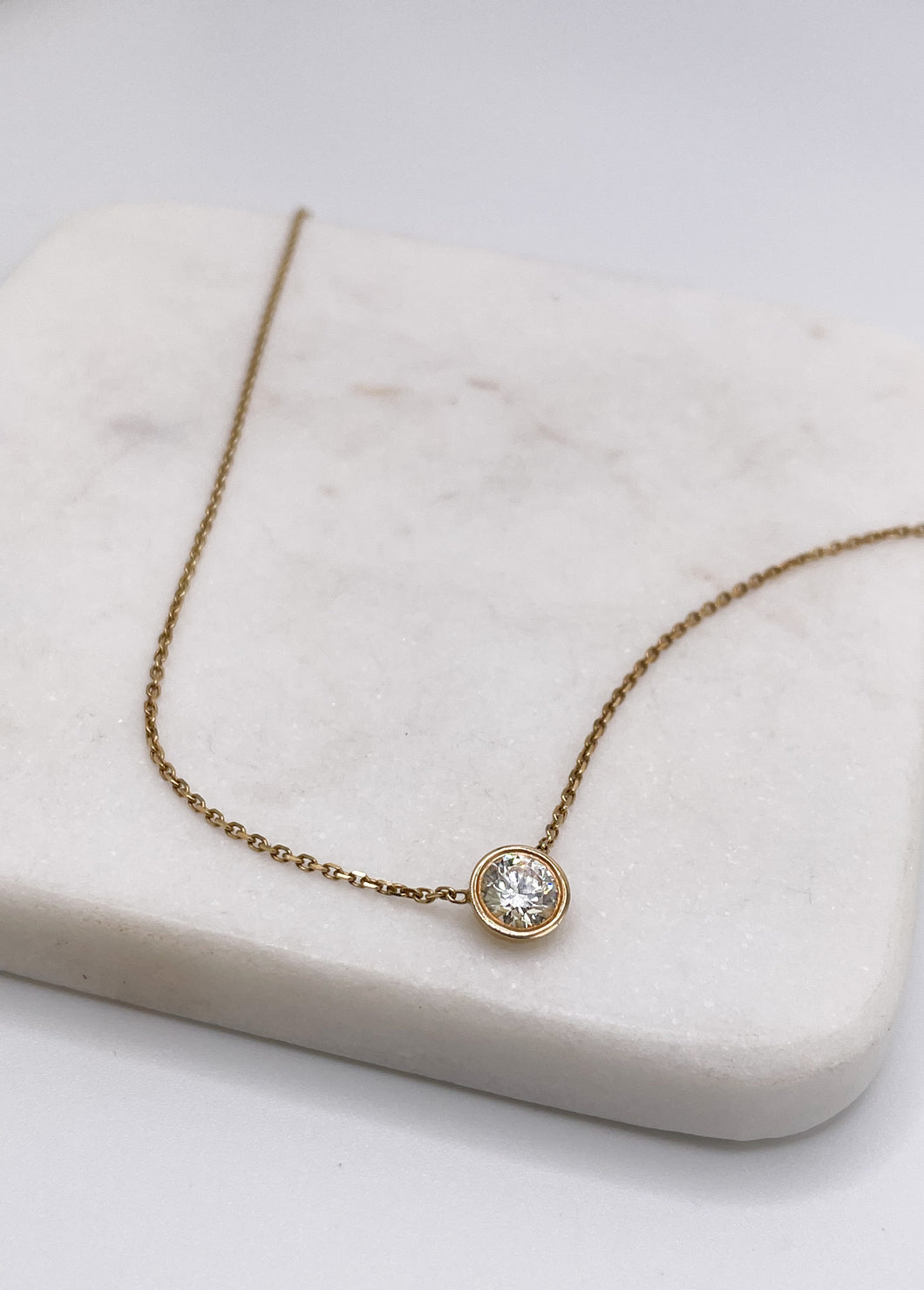 Gold Solitaire Diamond Necklace