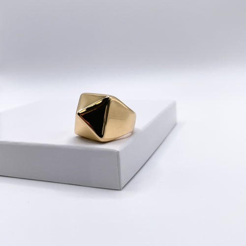 Gold Square Pyramid Ring