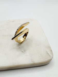 Gold Diamond Crossover Ring