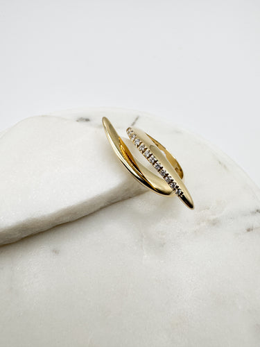 Gold Diamond Crossover Ring