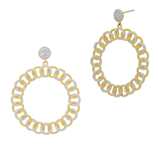Freida Rothman Chain of Shine Open Hoop Earrings