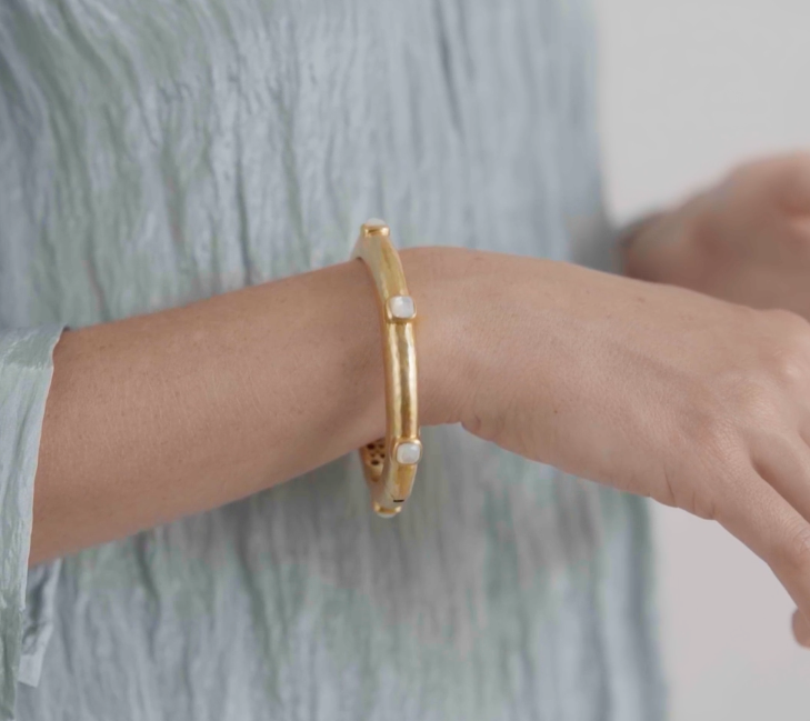 Julie Vos Catalina Stone Hinge Bangle Bracelet
