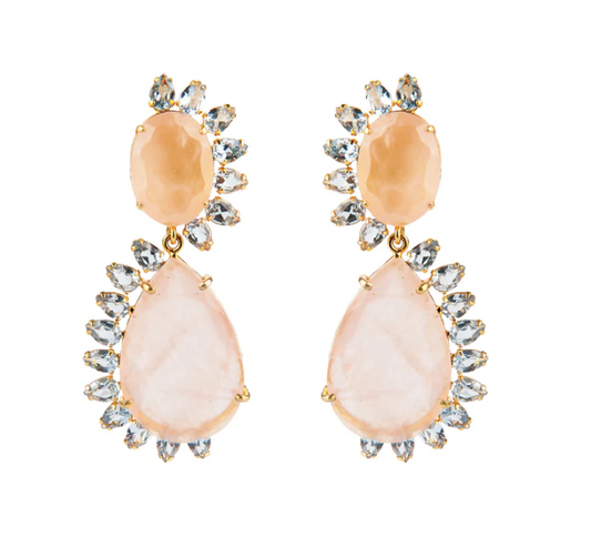 Bounkit Rose Quartz & Blue Topaz Earrings
