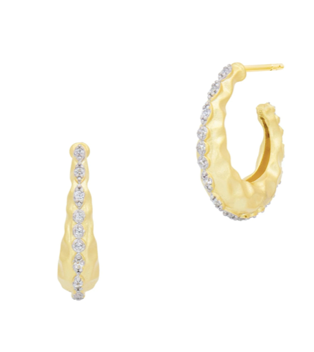 Freida Rothman Streets in Bloom Textured Dewdrop Hoop Earrings