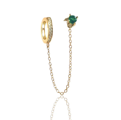 Sahira Lilou Emerald Chain Drop Earring