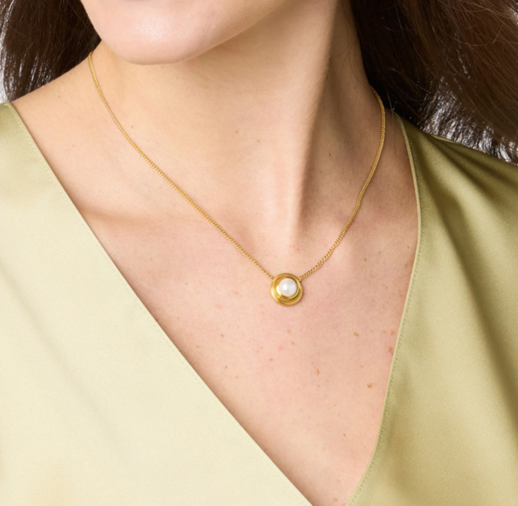 Julie Vos Wave Stone Delicate Necklace