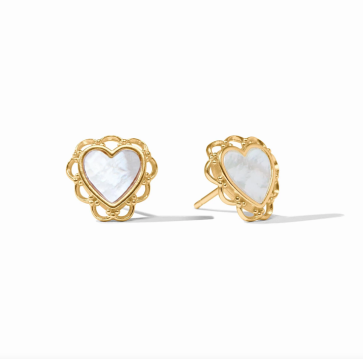 Julie Vos Lace Heart Stud Earrings