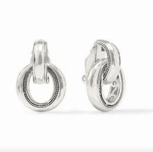 Julie Vos Silver Cannes Doorknocker Clip Earrings