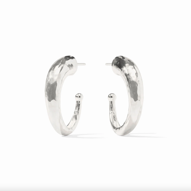 Julie Vos Silver Hammered Hoop Earrings