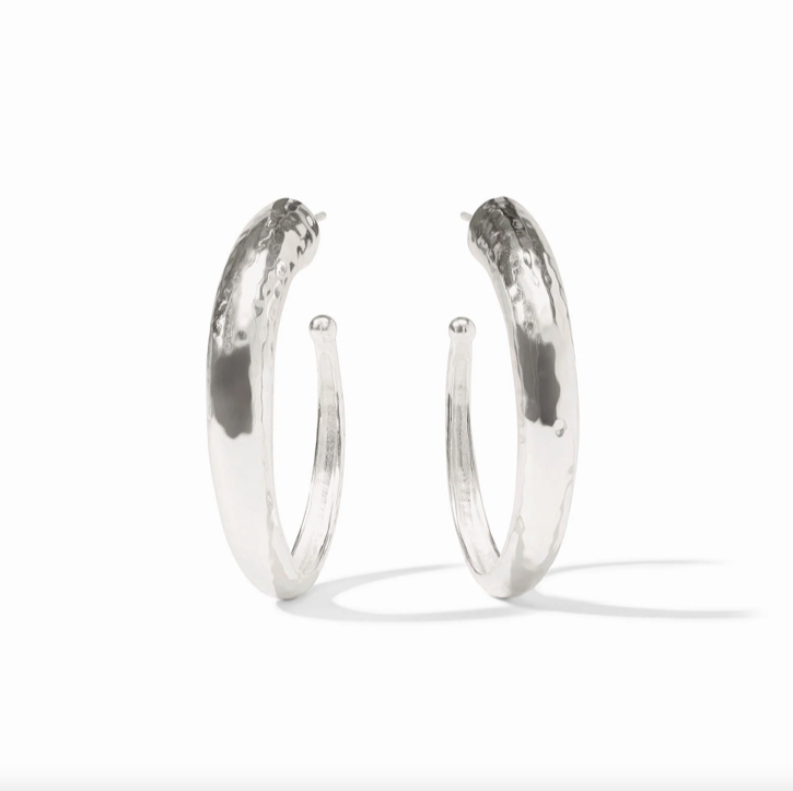 Julie Vos Silver Hammered Hoop Earrings