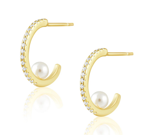 Sahira Jensyn Pearl Hoop Earrings