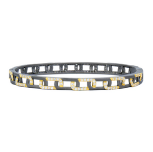Freida Rothman Signature Grit Chain Link Pave Thin Hinge Bangle