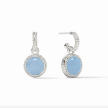 Julie Vos Fleur de Lis Silver Hoop and Charm Earrings