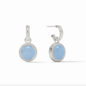 Julie Vos Fleur de Lis Silver Hoop and Charm Earrings