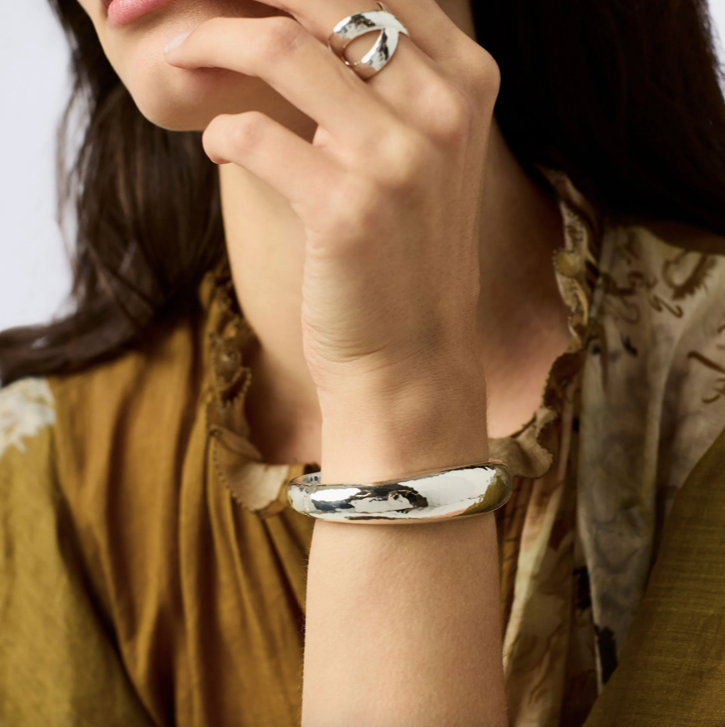 Julie Vos Catalina Silver Demi Hinge Bangle Bracelet