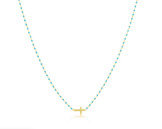 Sahira Elsa Side Cross Turquoise Necklace