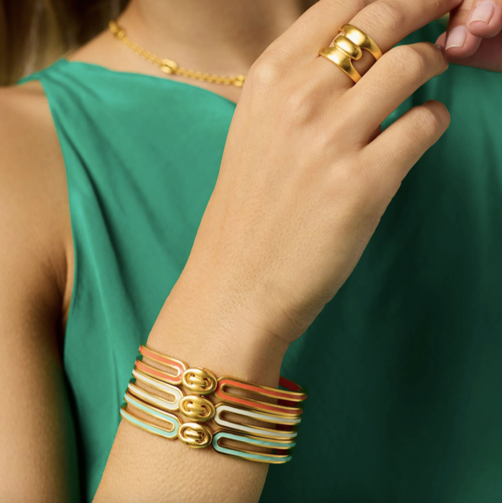 Julie Vos Laguna Enamel Hinge Bangle Bracelet